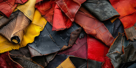 Scraps Of Leather And Fabric Carelessly Stitched Between Your Background Wallpaper Created Using Artificial Intelligence