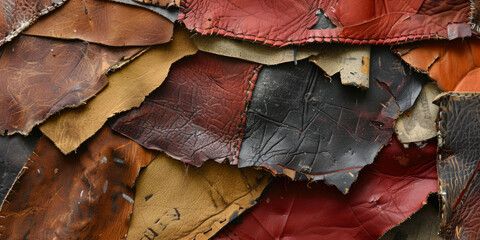 Scraps Of Leather And Fabric Carelessly Stitched Between Your Background Wallpaper Created Using Artificial Intelligence