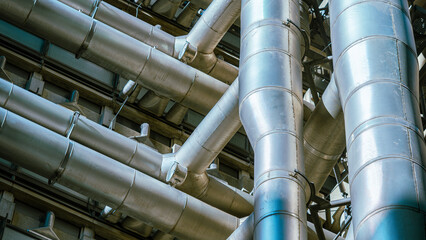 An industrial building with steel pipes	
