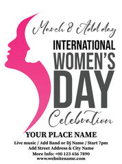 Women's  day party poster flyer or social media post design
