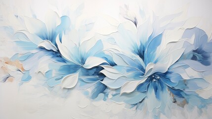Subtle Elegance Oil Paint on White Canvas with a Splash of Grey-Blue Color