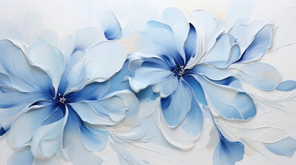 Subtle Elegance Oil Paint on White Canvas with a Splash of Grey-Blue Color