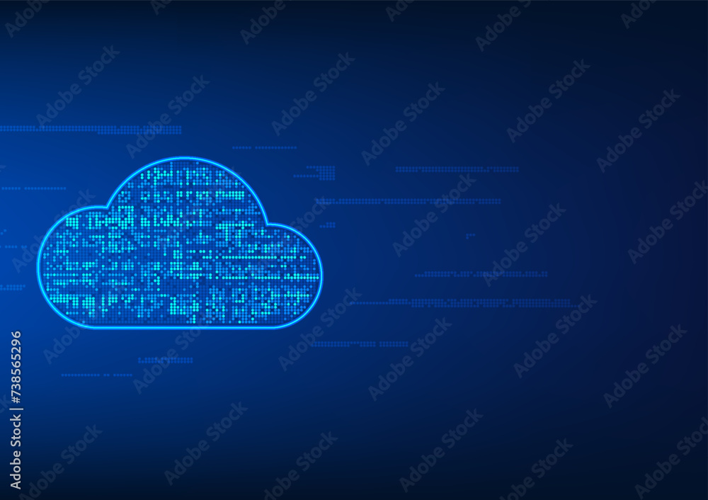 Poster cloud technology background inside are small circles that connect to each other. cloud system used t
