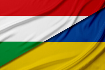 Flags of Ukraine and Hungary. International diplomatic relationships