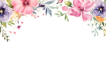 Watercolor floral decorations on transparent background - obrazy, fototapety, plakaty