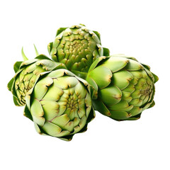 Fototapeta premium Steamed artichokes on transparent background