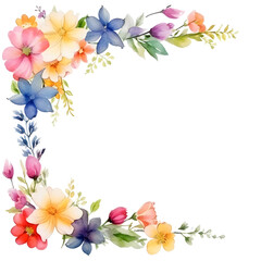 Watercolor floral decorations on transparent background