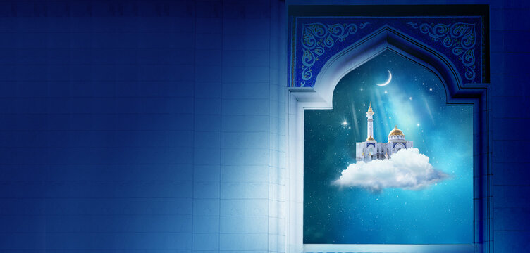 Ramadan Kareem background with  mosque window.