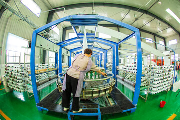 Packaging bag production workshop, workers at work