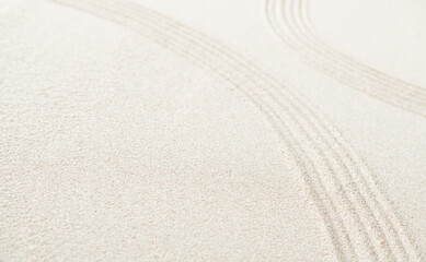 Zen Garden Sand White Background Japanese Balance Meditation Relax Buddhism Spirituality, Pattern...