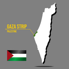 Gaza Strip map, Palestinian territories.
