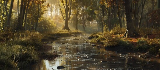 Forest creek in autumn.
