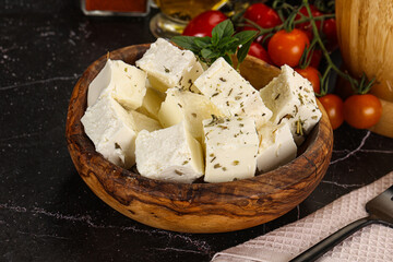 Greek traditional Feta cheese cubes