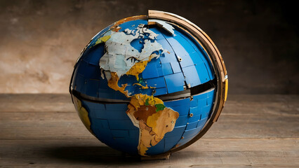 Abstract Globe Made of Recycled Materials, Copy Space for Upcycling Campaign
