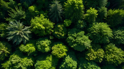Lush Green Forest Canopy with Copy Space for Eco-conscious Messaging
