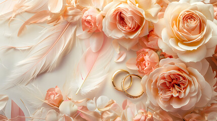 wedding rings laying on a velvet floral background