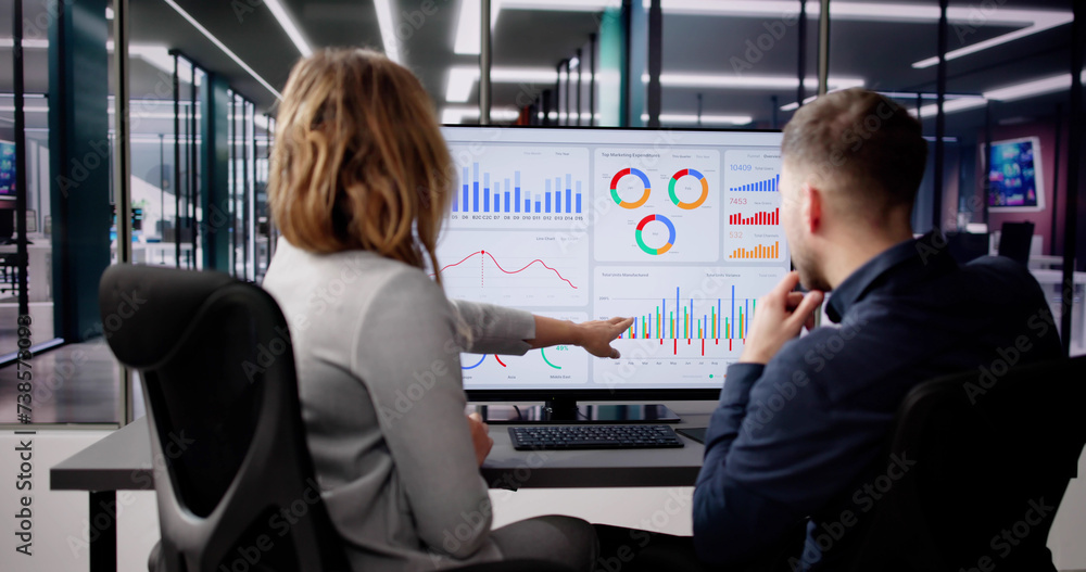 Aufkleber performance analytics dashboard tech on pc screen