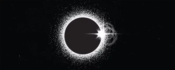 Foto op Plexiglas Solar eclipse .Star and moon in space. Futuristic landscape, with noise texture . Night landscape .Vector illustration © miloje