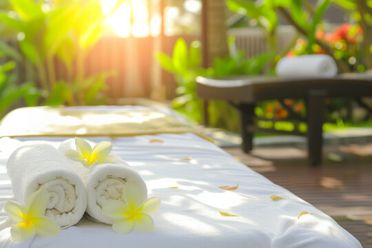 A spa retreat oasis with massage tables, serene scenery, and holistic wellness for the ultimate rejuvenating escape