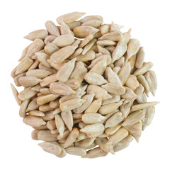 A pile of peeled sunflower seeds isolated transparent