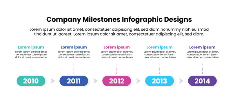 Easy to use for your website or presentation. Business infographic for company milestones timeline template with line icons. 