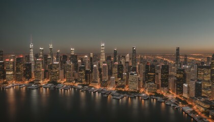 Fototapeta na wymiar Aerial view of cityscape skyline at night