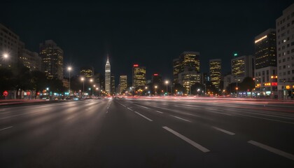 Fototapeta na wymiar Highway in the city at night with light trails on the street