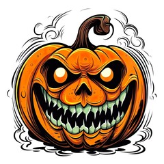 Scary Halloween pumpkin art for t-shirt design