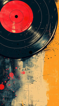 Vinyl records pop icons blend in nostalgic music illustrations