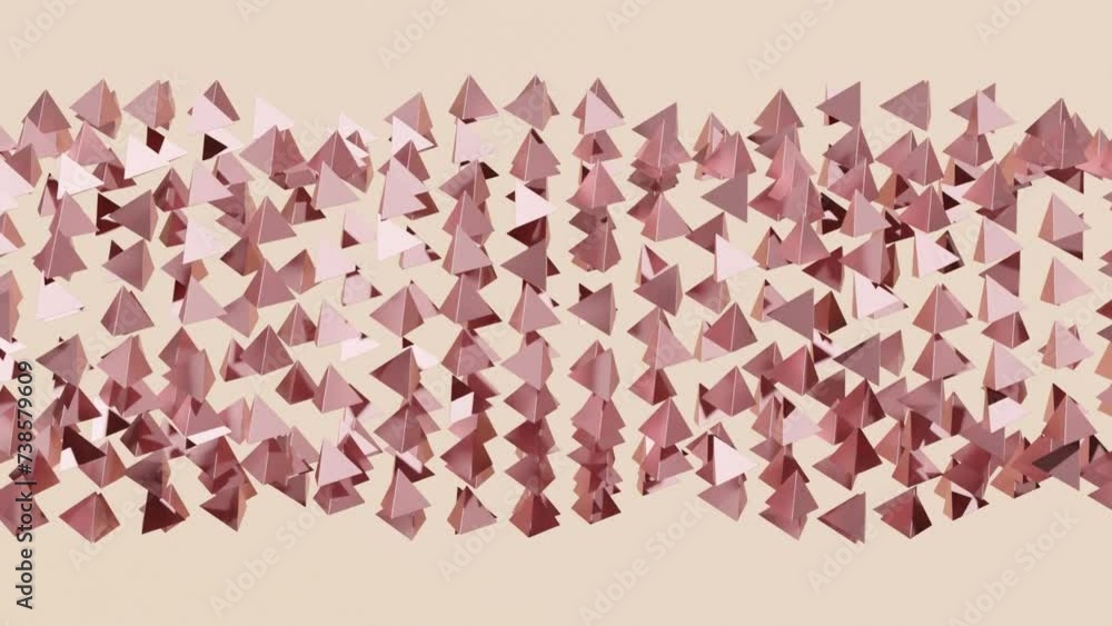 Poster dynamic geometric design: abstract 3d animation of rotating pyramids in modern background