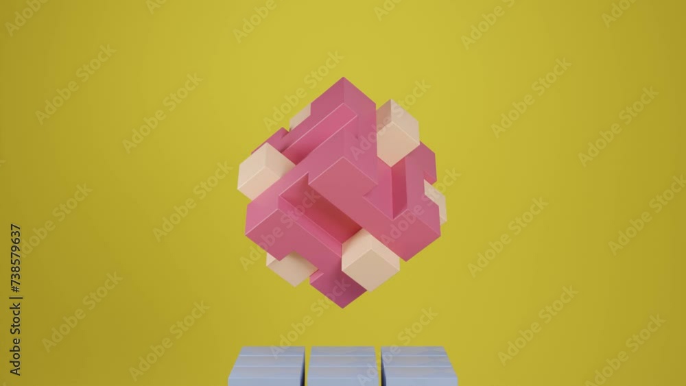 Poster futuristic cube rendering: abstract geometric motion design in seamless loop animation