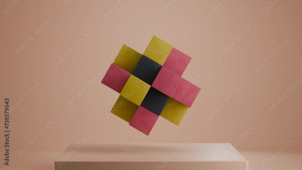 Aufkleber cubic motion graphic design: seamless 3d animation loop featuring futuristic cubic rendering