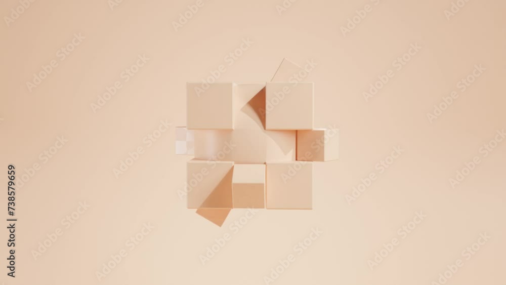 Poster abstract cube concept: seamless loop 3d animation with dynamic motion graphic design