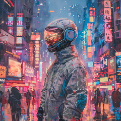 Obraz premium Surrealism cyberpunk aesthetics craft dreamlike urban art