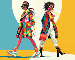 Pop fashion shows candy colors dazzle in runway illustrations