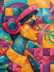 Indie music digital nomad life blend in vibrant street art