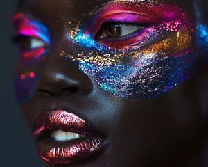 Celebrity glam bright pop makeup spotlight avant garde beauty