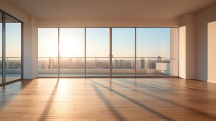 Obraz premium Empty apartment room for sale or rent, already built for interior design, beautiful light space, AI generated, space for text