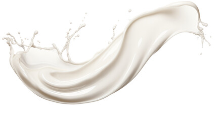 White milk or yogurt splash in wave shape isolated on white background. An element for creating collages for advertising and product presentations