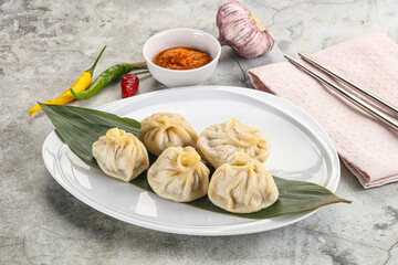 Chinese traditional steamed dumpligs momo