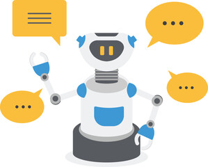 Chatbot online service to answer questions with machine learning or AI artificial intelligence, NLP neural language processing concept, smart robot talking with speech bubble, dialog on conversation.
