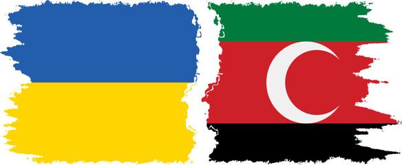 Darfur and Ukraine grunge flags connection vector