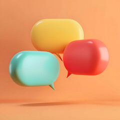 3D Chat bubble talk icon on background.