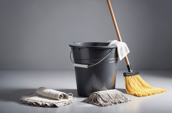 bucket and mop.rag for the floor. cleanliness and cleaning concept