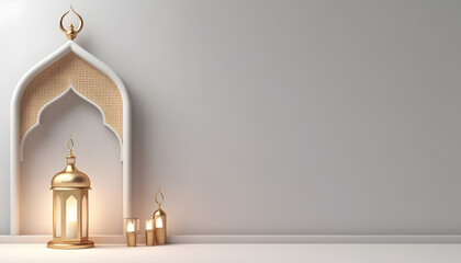 luxury golden white islamic ramadan kareem decorative elegant  background - obrazy, fototapety, plakaty