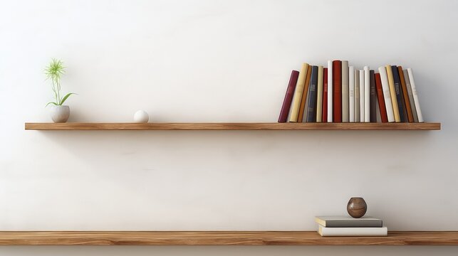 Bookshelf with books and vase - 3D Rendering