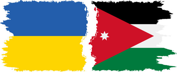 Jordan and Ukraine grunge flags connection vector