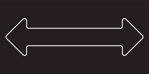 Double arrow icon, two side simple icon vector, White Arrow Isolated on black backgound