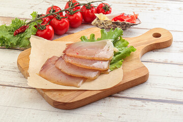 Fototapeta na wymiar Sliced salted marlin fish carpaccio