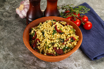 Vegetarian Pasta ptitim with vegetables